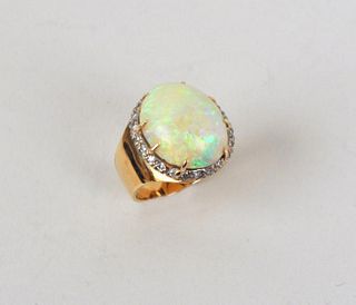 18K Gold, Opal & Diamond Ring