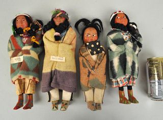 Group of 4 "Skookum" Native American Dolls