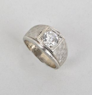 14K White Gold Men's Diamond Ring