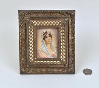 Miniature Portrait Of Lady, Signed "Hermo"