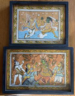 Two Indian Paintings in Shadow Box Frames
