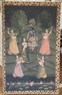 Framed Indian Painted Hanging, Musicians