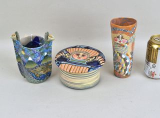 Jane Peiser, Two Pottery Vases & Covered Jar