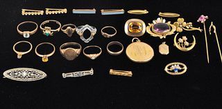 Group of Gold, Silver and Stone Jewelry