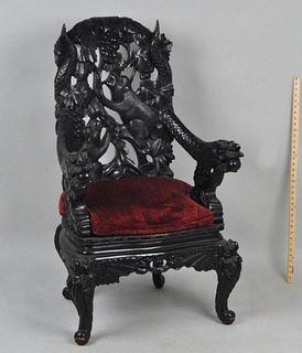 Large Chinese Carved Hardwood Arm Chair