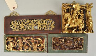 Group Four Chinese Carved/Gilt Panels