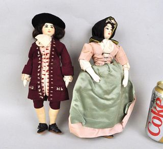 Pair Vintage Quaker Dolls in Traditional Dress