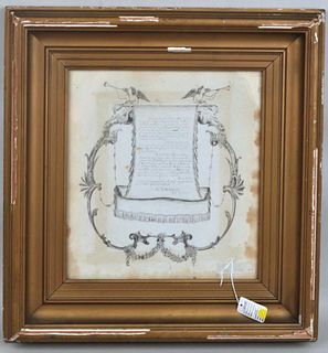 Framed Document, Pen & Ink Calligraphy & Art