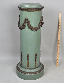 Painted Wood Bronze Mounted Neoclassical Pedestal