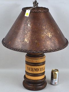 Antique Tole "Vermicelli" Canister Lamp