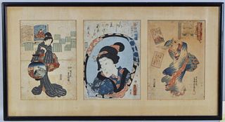 Framed Japanese Triptych by Utagawa Kunisada