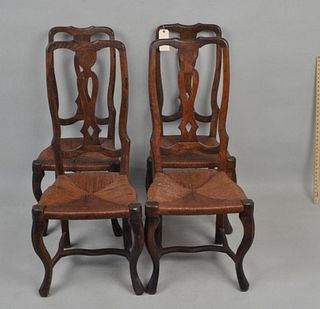 Set Four Continental Queen Anne Side Chairs
