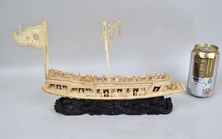 Carved Chinese Pleasure Boat/Stand