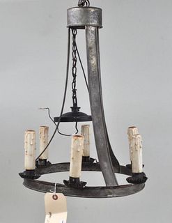 Rare Early Six Arm Federal Tin Chandelier