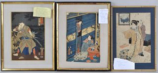 Three Framed Japanese W/B Prints, Utagawa Kunisada