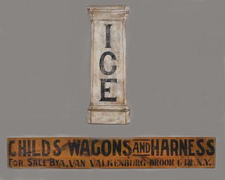 Two Folk Art Wooden Trade Signs