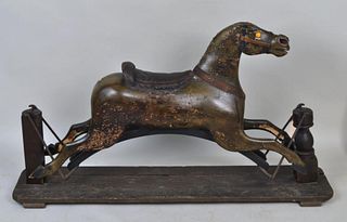 Folk Art Carved & Painted Child's Rocking Horse