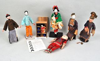 Group of Seven Vintage Asian Dolls