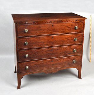 Portsmouth NH Inlaid Mahogany Chest/Drop Panel