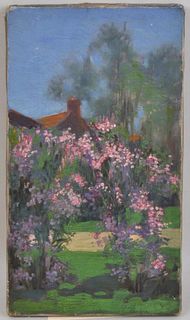 Arild Rosenkrantz, "Lilacs and Farmhouse" O/C