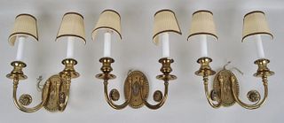 Group Three Neoclassical Style Brass Wall Sconces