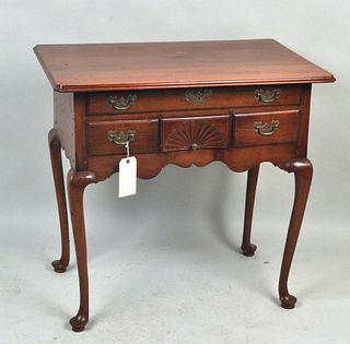 CT Queen Anne Shell Carved Cherrywood Lowboy