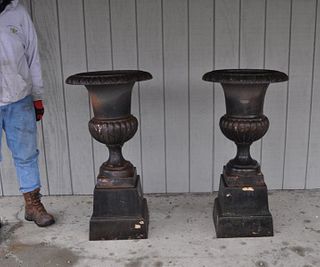 Pair Large Classical Cast Iron Urns