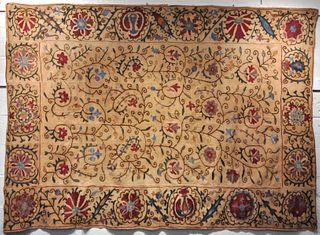 Silk Embroidered Persian Suzani/Linen