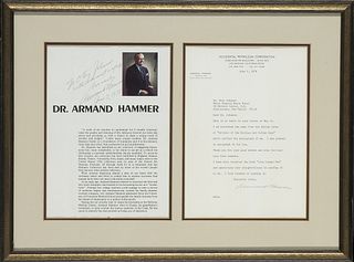 Armand Hammer TLS and Signed Magazine Page, 1978