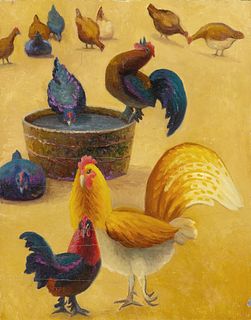 Albert Schmidt, Thirteen Hens and Roosters