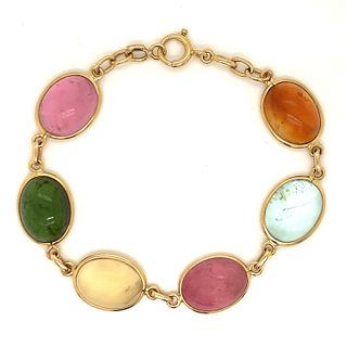 14k 6 Multicolor Gem Bracelet