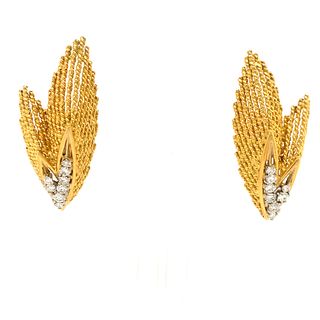 18k French Retro Diamond EarringsÂ 