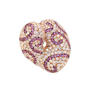 PALMIERO 18K Pink Sapphire Diamonds Ring