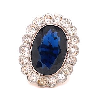 1902â€™s Platinum 18k Sapphire Diamond Rosetta Ring