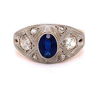 1920â€™s Platinum 18kÂ  Sapphire Diamond Ring