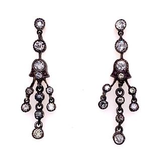 Silver and Gold Diamond Chandelier Earrings