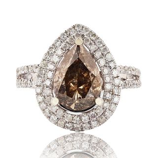Dark Brown CENTER Diamond 14K White Gold Ring GIA CERTIFIED