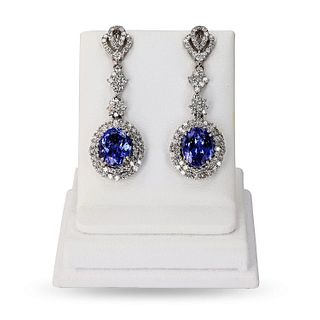 Tanzanite and Diamond Platinum Earrings