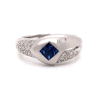 18k Sapphire Diamond Unique Snake Ring