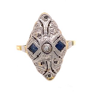 1920â€™s 18k Platinum Sapphire Diamond Ring