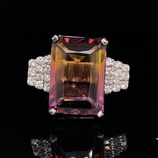 18k Ametrine Diamond Ring