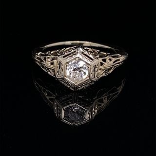 Art Deco 18k Diamond Engagement Ring