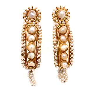 Indian Victorian 18k Pearls EarringsÂ 
