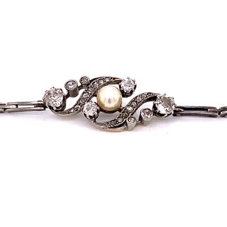 1920â€™s 18k Diamond Pearl BraceletÂ 