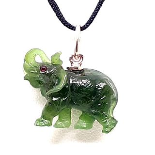 Vintage Russian Jade NephriteÂ Carved Elephant Figure Pendant