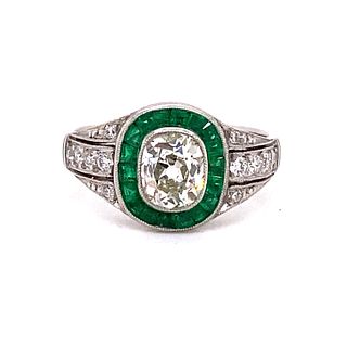 Platinum Diamond Emerald Target Engagement RingÂ 