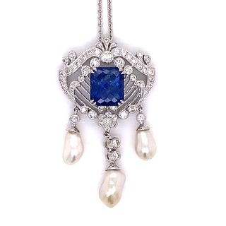 18k Diamond Sapphire Pearl PendantÂ 
