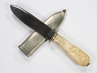 Unmarked Bowie Knife and Sheath