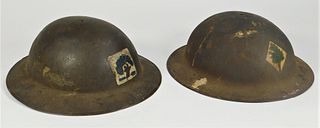 Two 26th "Yankee Division" Painted Helmets