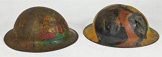 Two WWI Painted Helmets